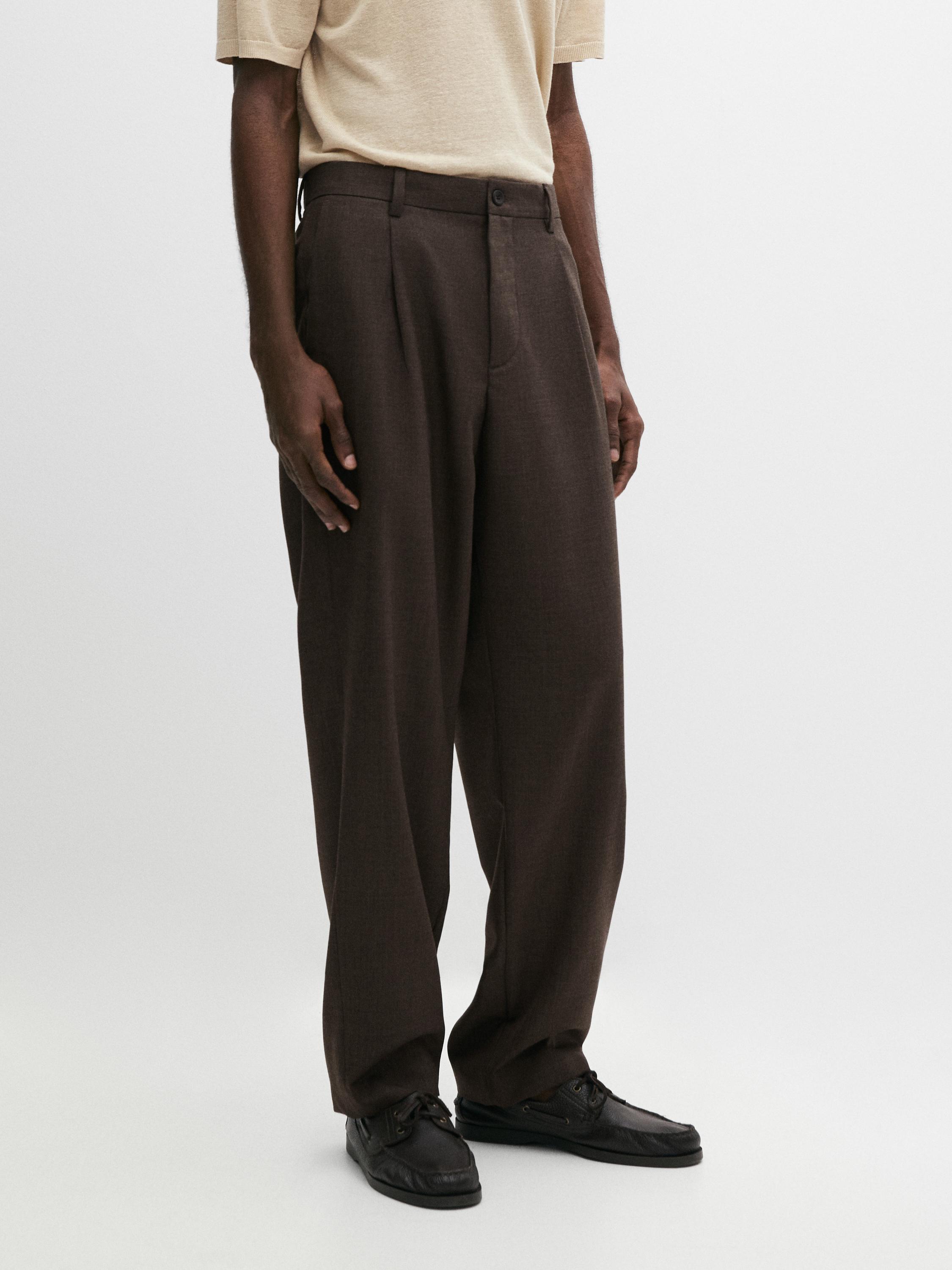 Pantalon à pinces en laine